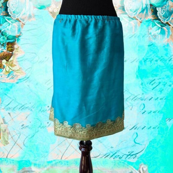 Vintage Turquoise A-line Skirt | Roselani Jasmin | Size X-Large - Picture 1 of 9